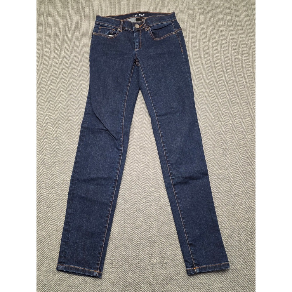 Victoria's Secret London Jean VS Midi Skinny Dark Wash Denim Jeans Size 2 Indigo